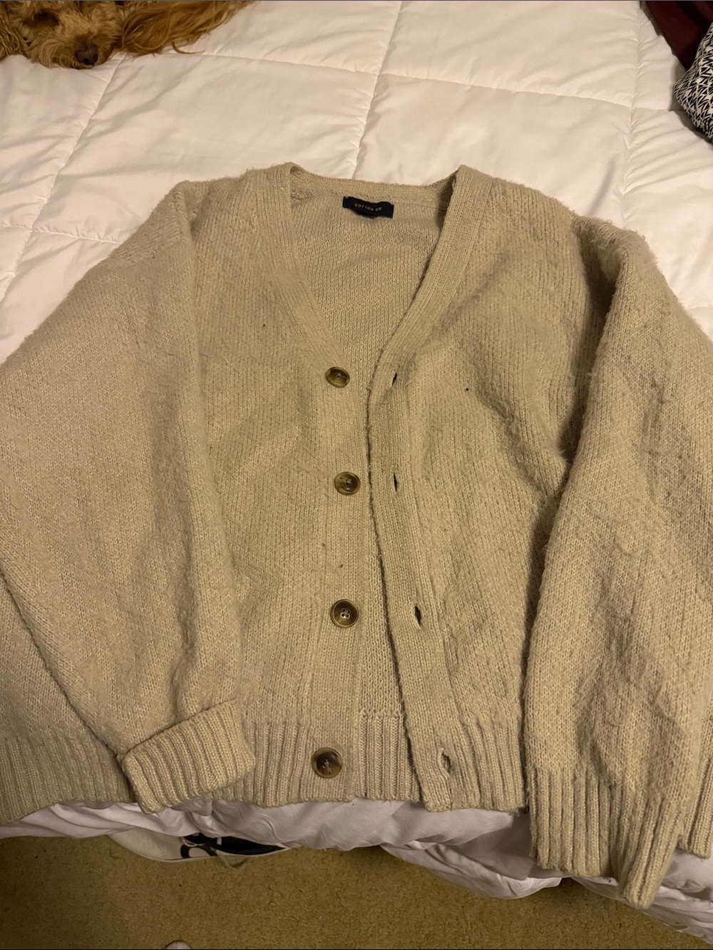 Cotton On Beige Button-Up V-Neck Cardigan